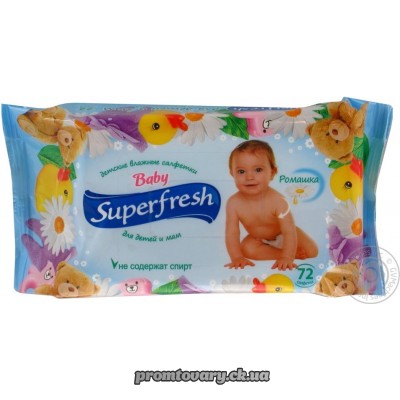 АкціяСерветка волога дит. Super Fresh ромашка з клапаном /72шт