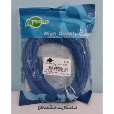 Кабель UTP Patch cord Cat5e 5 м Atcom 24AWG синій Кабель UTP Patch cord Cat5e 5 м Atcom 24AWG синій