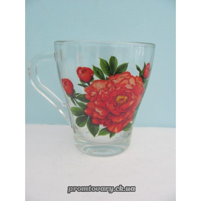 Чашка скло прозора з малюнк. грація квіти  280мл 8120 /шт