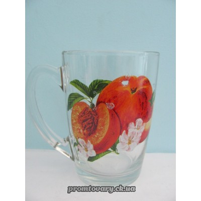 Чашка скло прозора з малюнк. конус фрукти 300мл 8142 /шт