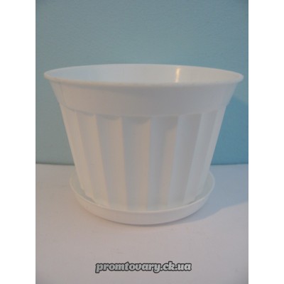 Горшок д/вазон.Ребро з/підст.№ 1 d8.5 h6 біл.0.15л.шт