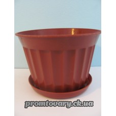 Горшок д/вазон.Ребро з/підст.№ 1 d8.5 h6 кор.0.15л.шт