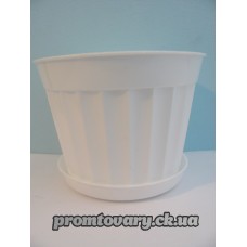 Горшок д/вазон.Ребро з/підст.№ 2 d10 h8 біл.0.3л.шт