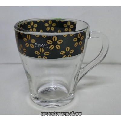 Чашка скло прозора з малюнк. грація кава 280мл 8124 /шт