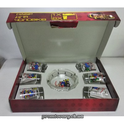 Сервіз горілчаний "Для чоловіків" 6чарок 50мл+попільничка (8219)