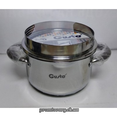 Каструля нерж. Gusto GT-1102-16 D16см 1,9л (кастр.з носиком+кришка д/зливу)/шт
