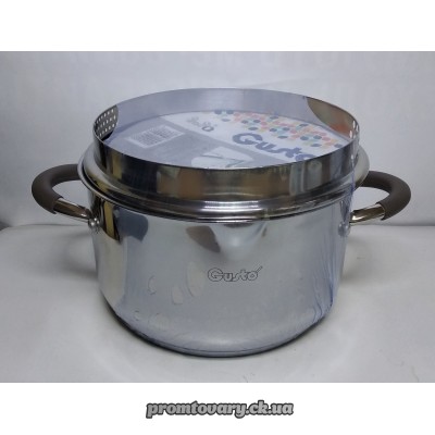 Каструля нерж. Gusto GT-1102-20 D20см 3,6л (кастр.з носиком+кришка д/зливу)/шт