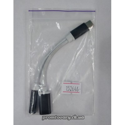 Перехідник Type-C to jack 3,5+Type-C Cablexpert CCA-UC3,5F-02 Перехідник Type-C to jack 3,5+Type-C Cablexpert CCA-UC3,5F-02