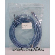 Кабель USB AM/micro USB 3,0м пакет Прозорий Синій