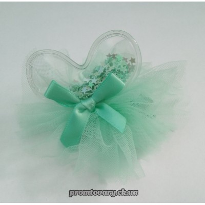 Заколка д/волосся "утка" SVTТ-46-2 шифон з серд.зірочки  /шт