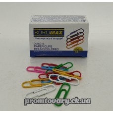 Скріп.канц. Buromax ВМ5015 28мм круглі кольорові./100шт
