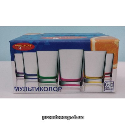 Чарка набір Мультиколор 50мл /6шт 8382 (кольор.дно)