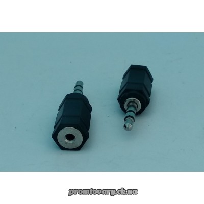 Переход Audio штекер (папа) 3,5mm-гніздо (мама) 2,5mm stereo чорний