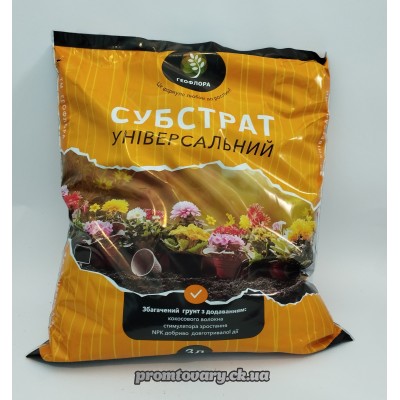 Грунт універсальний 3л. Геофлора з кокос.вол. РН5,5-6,5 (суміш торф,перліт,пісок,крейда,стимул.росту,мікроелем,добриво)  /шт
