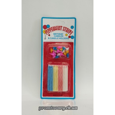 Свічка парафінова д/тортів (тонші) № 50026 /24шт