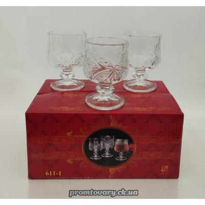Чарка набір Glassware "Батерфляй" 40мл на ножкі /6шт  611-1