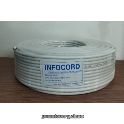 Ант.кабель Infocord F640BV RG6U білий 1,02mm FeCu 40% метр
