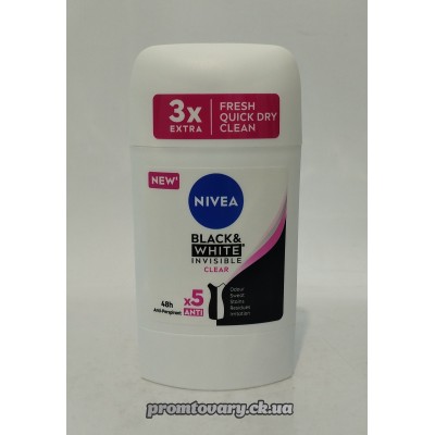 АкціяДез.жін.сух.Nivea Black&white Clear (невидимий захист) д/чорного і білого 50мл