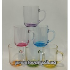 Чашка скло прозора кольор.дно Офіс лак мікс 200мл /шт арт.8379
