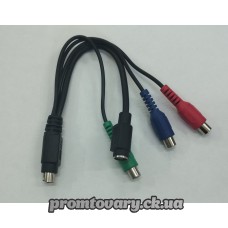 Переход S-video (SVHS 9pin M) -3*RCA (F)+SVHS (4pin M) Тюльпан мама чорний