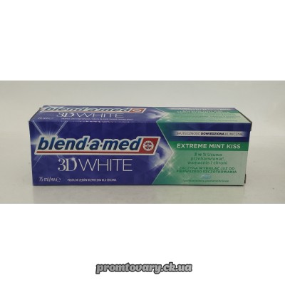 АкціяЗуб.пас.Blend-a-med 3D - White Екстремальний м`ятний поцілунок /75мл