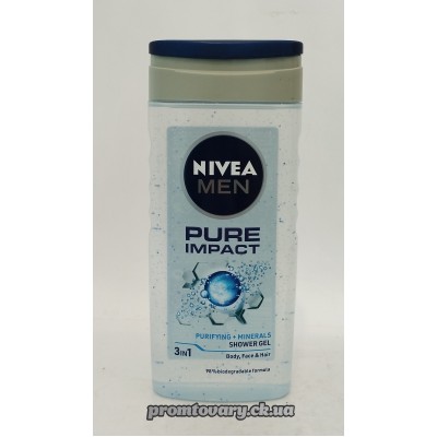 АкціяГель д/душу Nivea Men 3в1 д/чол. Pure impact /250мл АкціяГель д/душу Nivea Men 3в1 д/чол. Pure impact /250мл