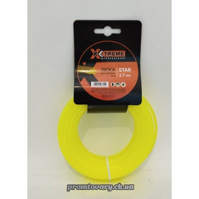 Ліска до мотокоси X-treme 2,7мм Зірка /15м жовта