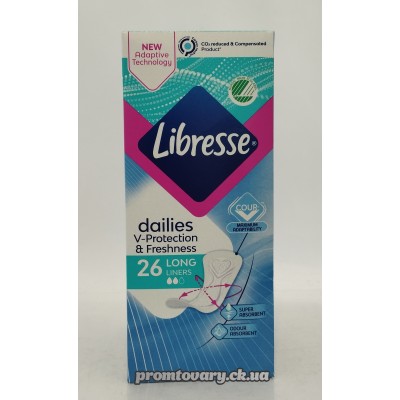 АкціяПрокл.щоден. Libresse Daily Fresh Plus Long /26шт** АкціяПрокл.щоден. Libresse Daily Fresh Plus Long /26шт**