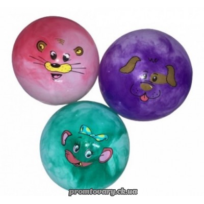 М'ячик резиновий дит. А6510 перлам. мордочки тварин