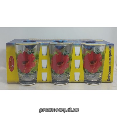 Стакан набір з мал. Квіткова симфонія 190мл високі /6шт арт.8259