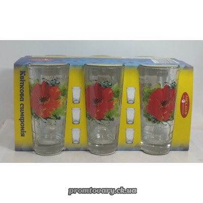Стакан набір з мал. Квіткова симфонія 245мл високі /6шт арт.8227