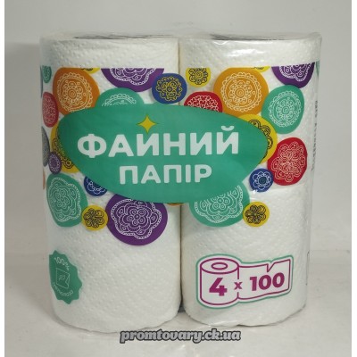 Папір туал. Файний папір двошар.білий /4 шт Папір туал. Файний папір двошар.білий /4 шт