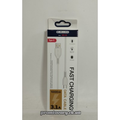 Кабель USB AM/Type-C 1м 3,1A Jellico KDS-30 білий