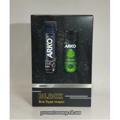 Набір чол.Arko black гель д/гол 200мл+дез.спрей 150мл