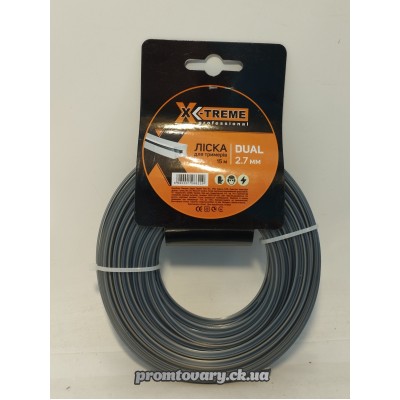 Ліска до мотокоси X-treme 2,7мм З сердечником /15м сіра