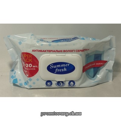 Серветка волога дит. Summer Fresh антибактеріальні з клапаном /120шт Серветка волога дит. Summer Fresh антибактеріальні з клапаном /120шт