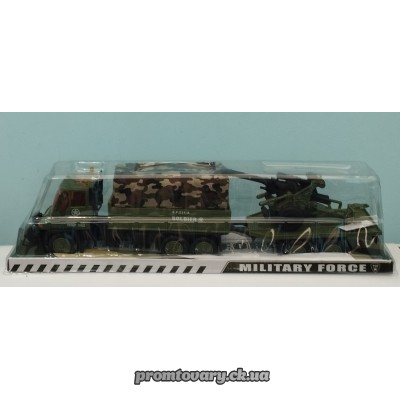 Набір машинок трейлер арт. АВС77-1-3 (військ.машина. + прицеп +гармата)