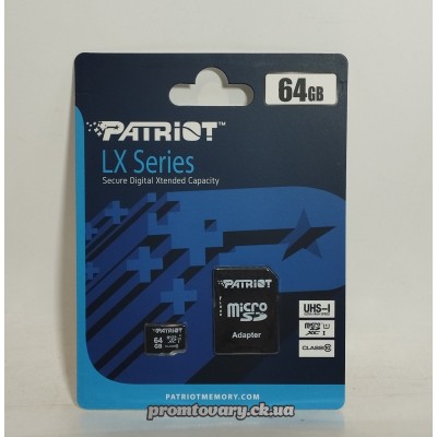 Накоп.Flash microSD 64Gb Patriot LX class 10 +adapter