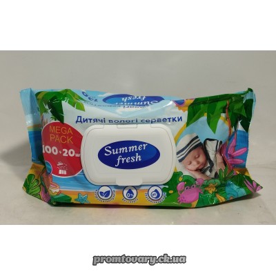 Серветка волога дит. Summer Fresh дитячіі з клапаном /120шт Серветка волога дит. Summer Fresh дитячіі з клапаном /120шт