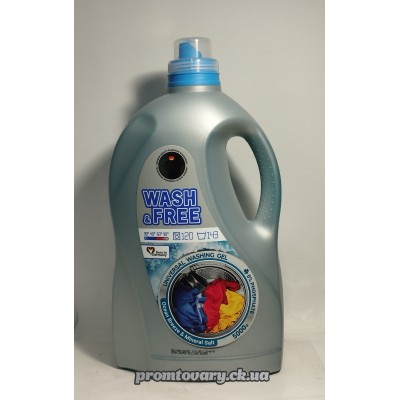 Акція-10%Гель д/прання Wash&Free універсал Морська свіжість та мінеральна сіль / 5л (Німеч.)