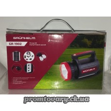 Ліхтар Grunhelm GR-1902 ручн. 1Вт+12LED+2світлод.лампи 3Вт+USB-зарядка соняна панель, акум.2*2000mAh /шт