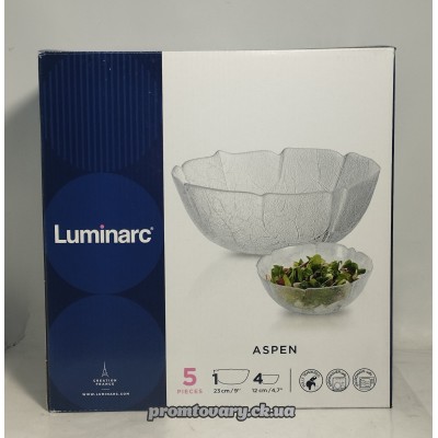 Набір салат.скло Luminarc Aspen 1*d23см + 4*d12см /5 шт V6854