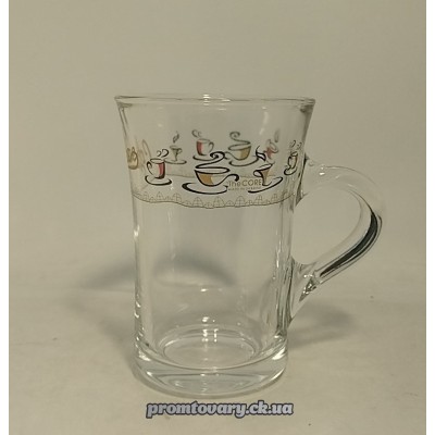 Чашка скло прозора з малюнк. Bock кава 230мл 8115 /шт