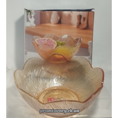 Салатниця скло Qianli W807J d220 серед. Едельвейс амбер /шт 