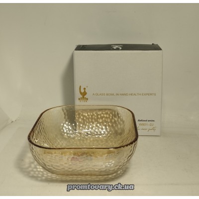 Салатниця скло Qianli W801-2J d135мм мал. Квадро амбер /шт 