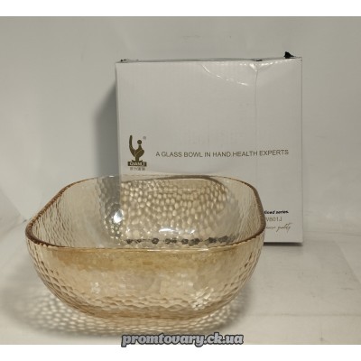 Салатниця скло Qianli W801J d165мм сер. Квадро амбер /шт 