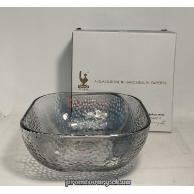 Салатниця скло Qianli W801H d165мм сер. Квадро блек /шт 